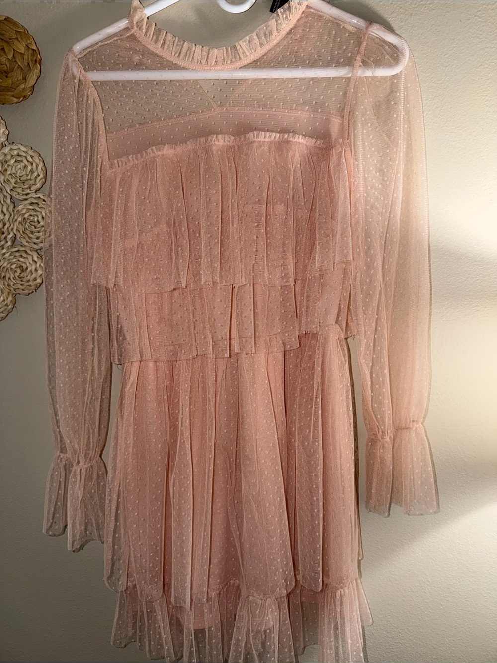 Forever 21 Blush Pink Layered Ruffle Mesh Dress
